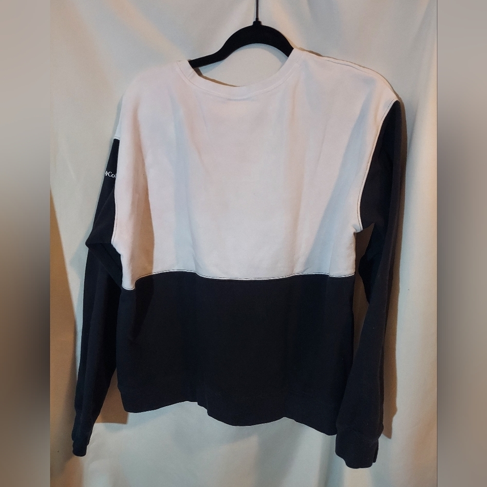 Columbia Trek Women's Cotton Blend Colorblock Crew In Black And White - Picture 2 of 9
